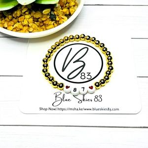 14k Gold Coated Hematite Beaded Bracelet 87